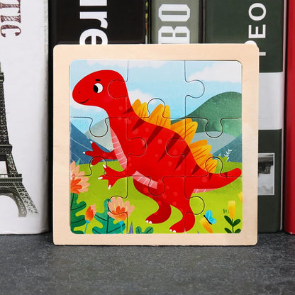11x11cm (4.33x4.33in) Kids Wooden Puzzle – Cartoon Animal Traffic Tangram Educational Toy