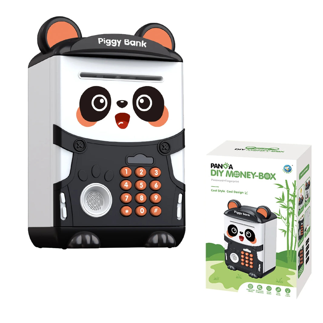 Panda Piggy Bank Fingerprint Password Unlock Automatic Induction Roll Simulation ATM Toy for Kids 3+