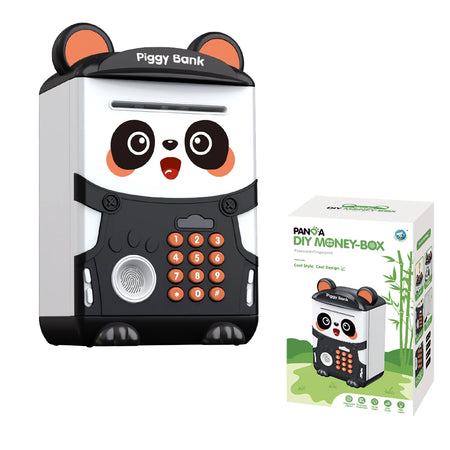 Panda Piggy Bank Fingerprint Password Unlock Automatic Induction Roll Simulation ATM Toy for Kids 3+