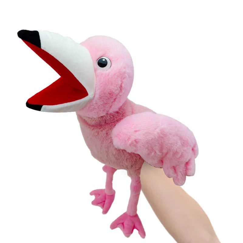 Bird Plush Hand and Finger Puppets, Parrot Owl Eagle Flamingo Peacock Educational Toy