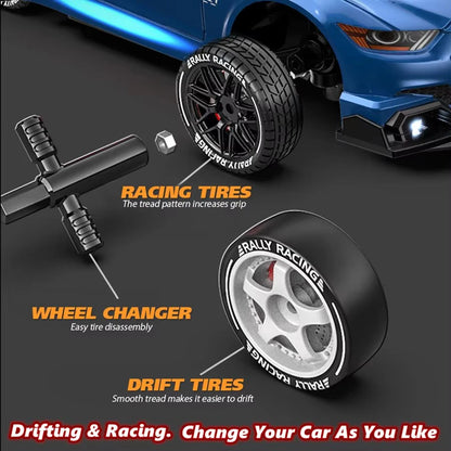 1:24 High-Speed RC Drift Car Mustang with 4WD and Replaceable Tires
