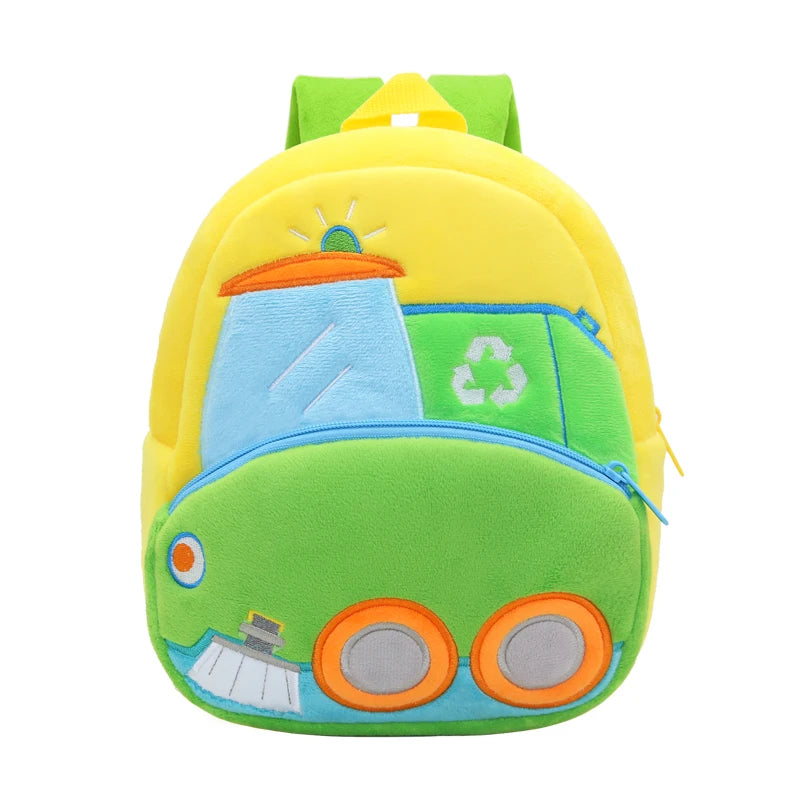 Cartoon Excavator Engineering Backpack for Kids – Plush 2-4 Years Old Small School Bag & Toy Backpack - Kidzy Market