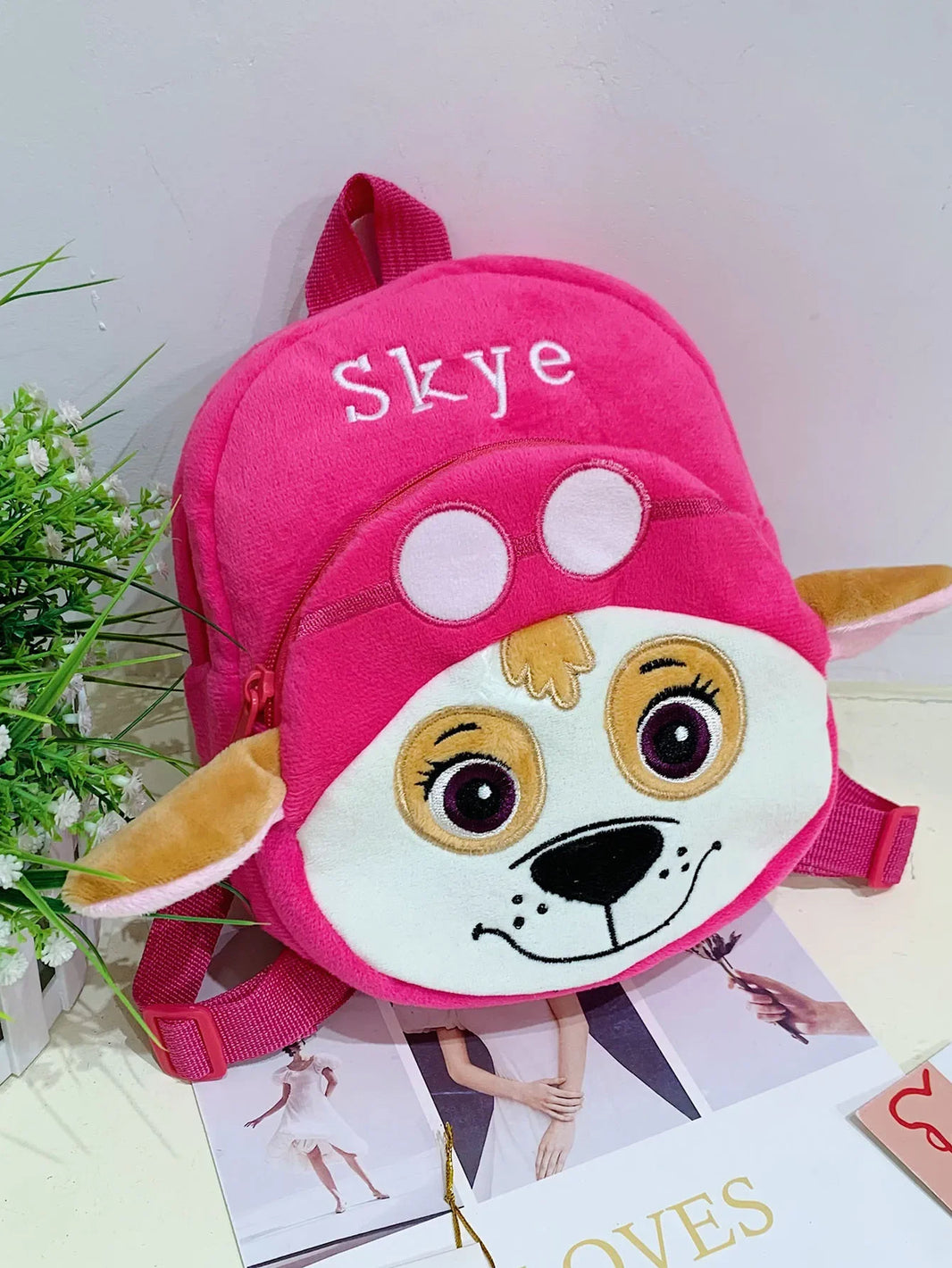 Paw Patrol Plush Backpack – Cartoon Puppy Dog Skye, Chase, and Marshall School Bag for Kids