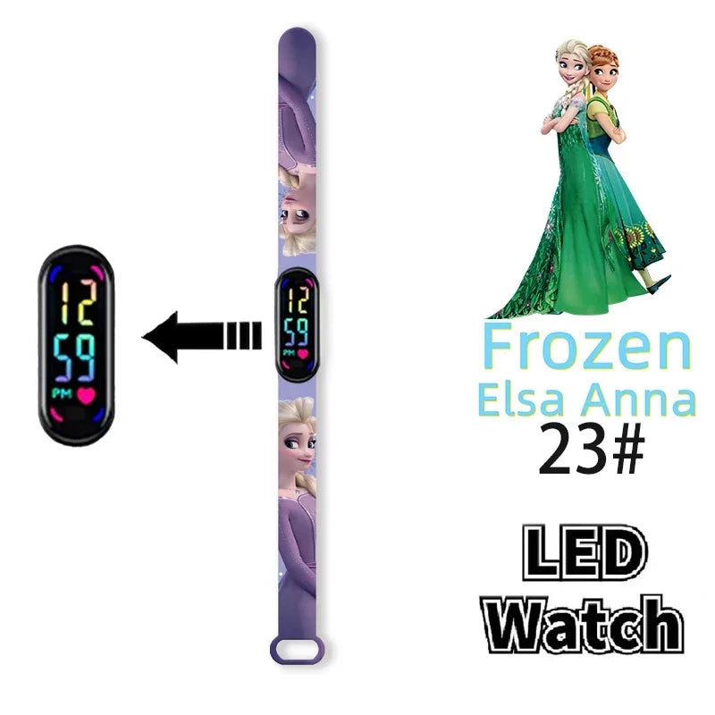 Disney Princess Frozen Elsa Kids Digital Watch Cartoon LED Touch Waterproof Electronic Birthday Gift Toy