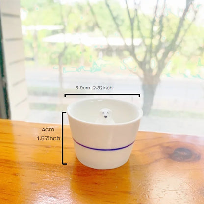 Cute White Bear Ceramic Mug – Mini Porcelain Tea & Coffee Cup, 1-Piece Gift for Friends