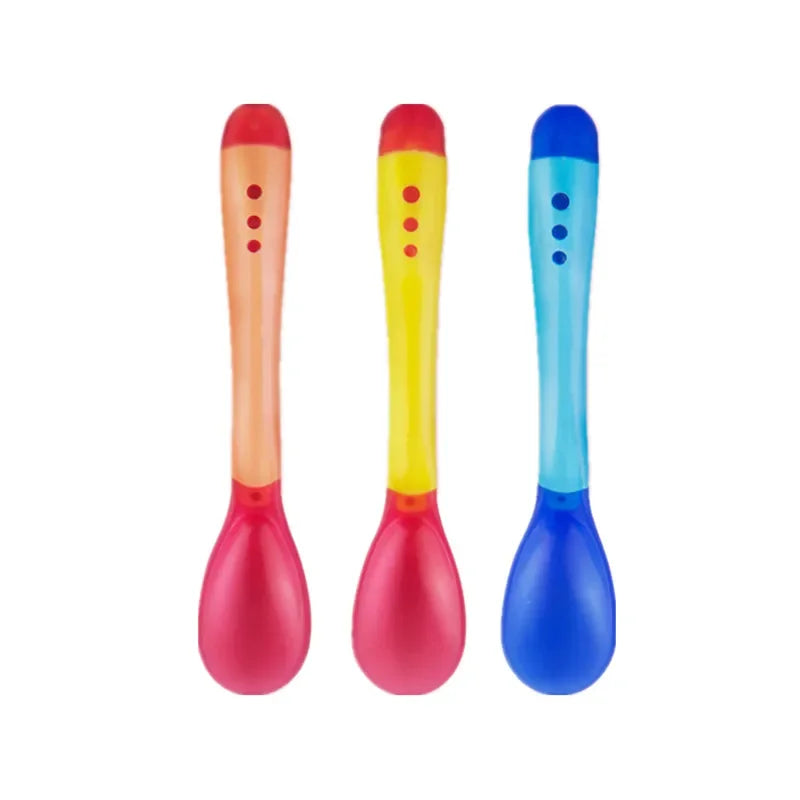 Baby Temperature Sensing Spoon & Fork Set for Newborns - Safety Flatware, Anti-Scald Feeding Utensils, Solid Spoons for Children