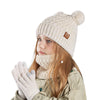 3Pcs Winter Kids Hat Set – Warm Knitted Beanie, Scarf & Gloves for Girls & Boys, Fleece Lining with Pompom, Children’s Cap (4-10 Years)