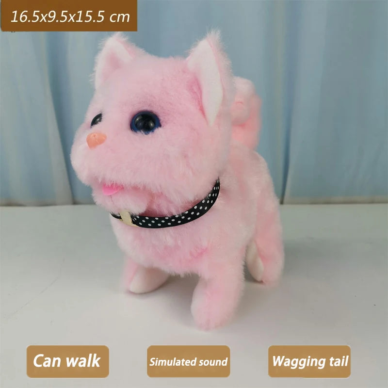 New Walking Kitty Plush Toy, Electric Interactive Meowing Cat with Wagging Tail and Nodding Head, Stuffed Animal Pet Toy Gift for Kids