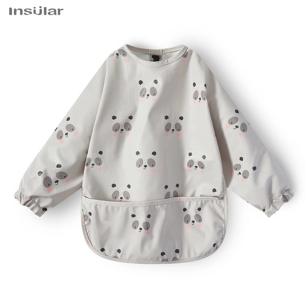 Waterproof Long-Sleeve Baby Bib with Pocket – Full-Cover Feeding Apron for Mess-Free Mealtime - Kidzy Market