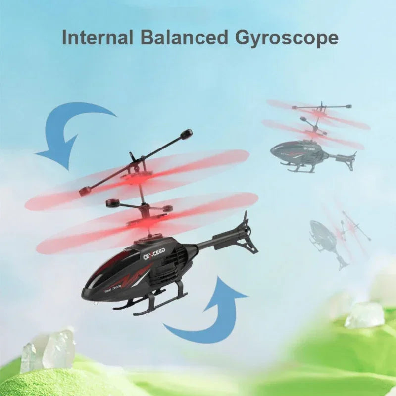 Crash Resistant Induction RC Helicopter – Dual-Mode Suspended Drone Toy with Lights