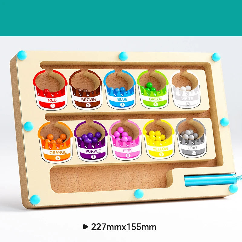 Montessori Magnetic Maze Color Sorting Game – Kids Fine Motor Training Toy with Pen-Controlled Moving Beads, Sensory and Educational Play