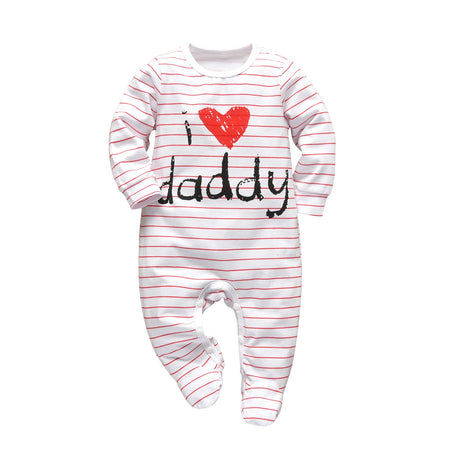 Newborn Infant Baby Boys & Girls Cotton Long Sleeve Romper – “Daddy/Mummy” Letter Jumpsuit Pajamas – Cute Family Outfit for Baby Boy & Girl