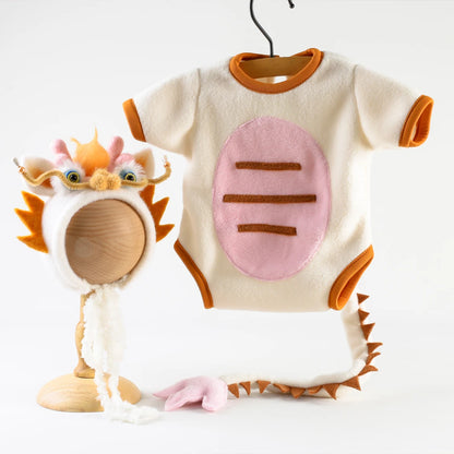 Baby Photography Clothes Set Soft Fabric Sewing Dragon Outfit Baby Boy Romper and Hat Newborn Photography Props