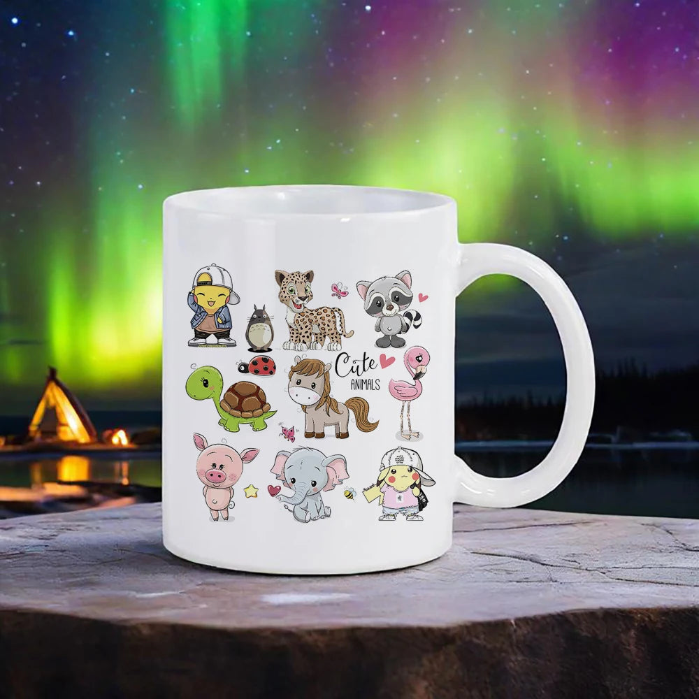 Cute Big-Eyes Animal Porcelain Coffee Mug - 320 ml (10.8 fl oz) Cartoon Kids Breakfast & Juice Cup
