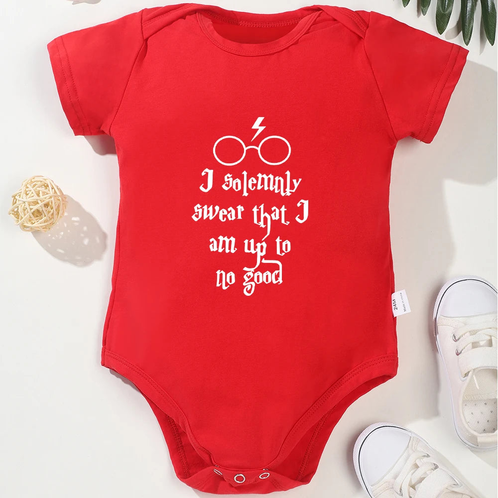 Funny White Letter Cotton Newborn Bodysuit for Baby Boys & Girls – Comfy, Soft & High-Quality Summer Clothes for Infants