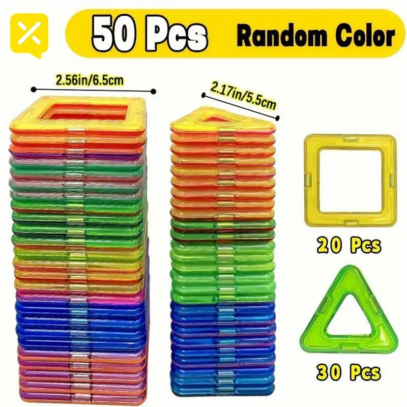 50PCS Magnetic Building Tiles Construction Set for Kids 3+