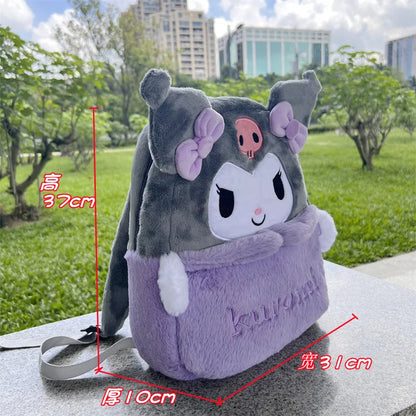 Sanrio Cartoon Plush Backpack – Cinnamoroll, Kuromi, and My Melody Large Capacity Shoulder Bag for Kids