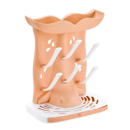 Space-Saving Baby Bottle Drying Rack – Vertical Organizer for 6 Bottles & Pump Parts, Countertop Storage