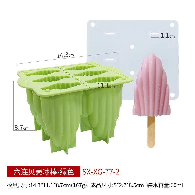 Silicone Spiral Popsicle Molds 4-Cell Reusable BPA Free Ice Pop Maker