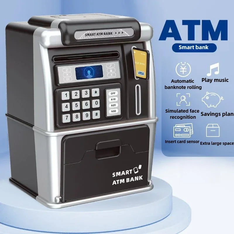 Smart Electronic ATM Piggy Bank for Boys and Girls Password Lock Coin and Banknote Savings Anti-Theft Toy with Music Kids Gift