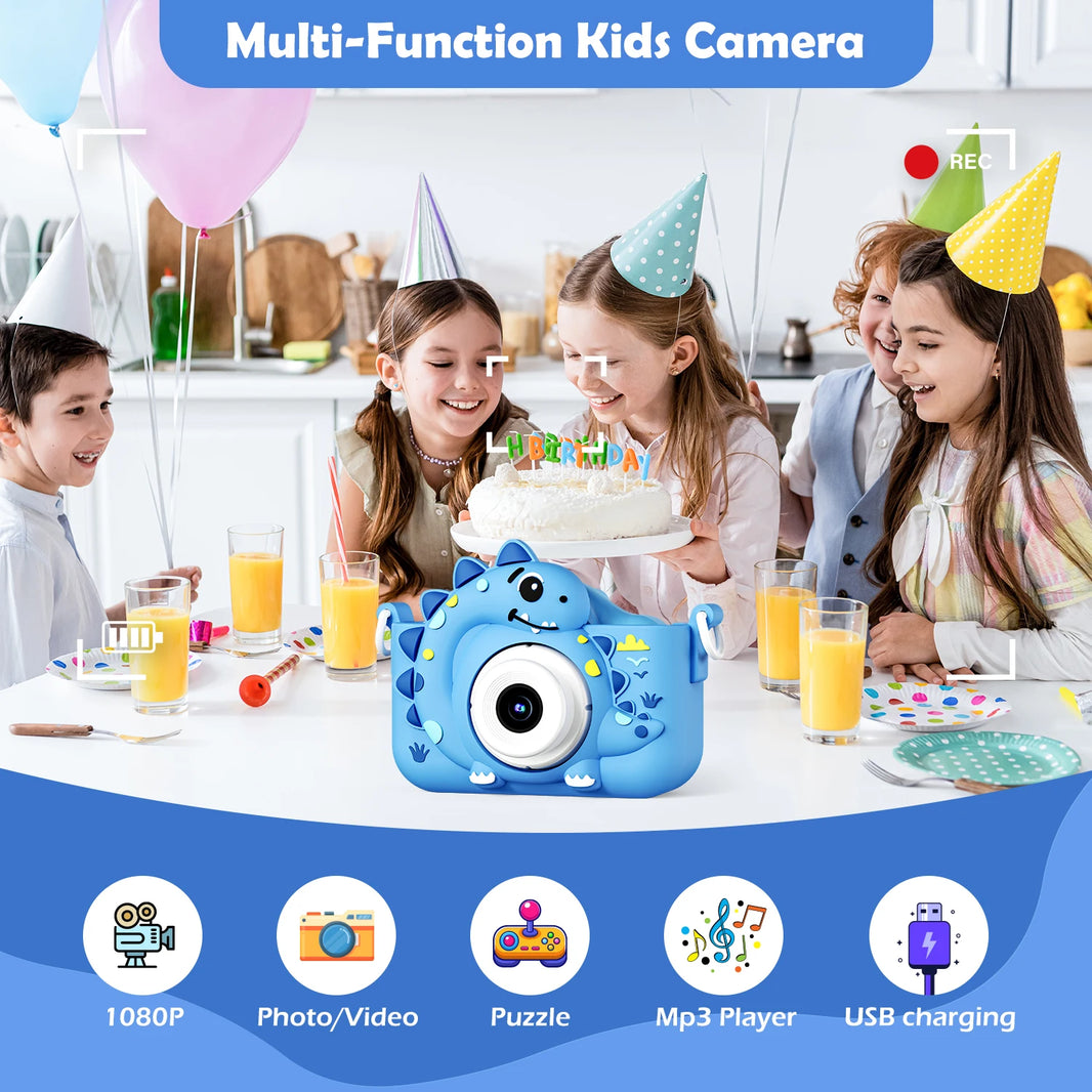 Mini Kids Digital Camera with 32GB Card, Educational Toy, 1080P HD Video for Baby Birthday Gift