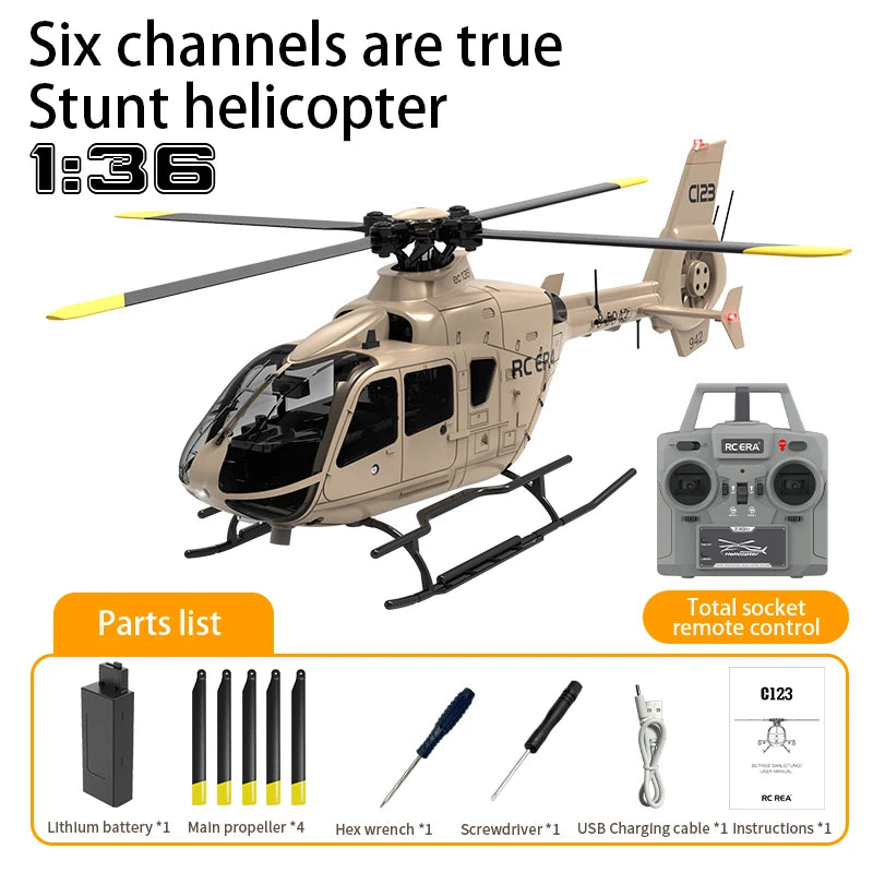 C123 6CH RC Helicopter – EC135 Brushless Direct Drive 3D Optical Flow Model