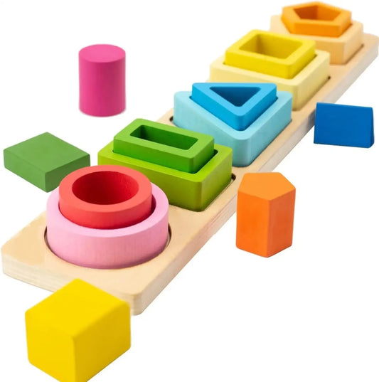 Children’s Wooden Stack Toy Color and Shape Classification Puzzle