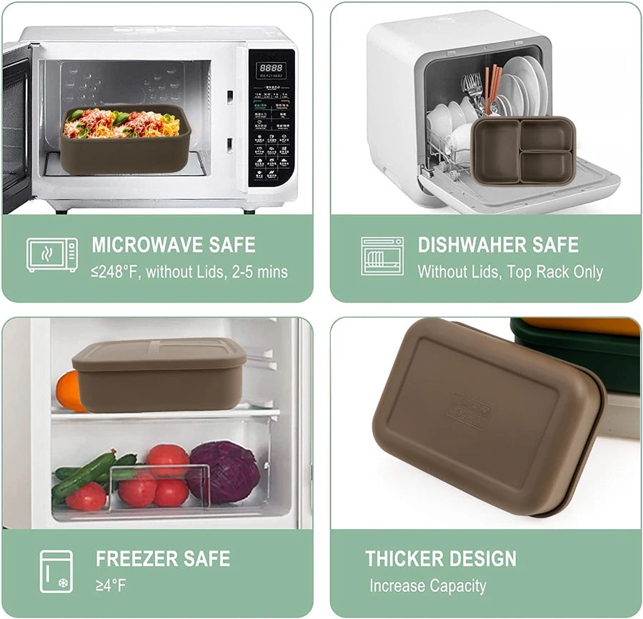 Customized Baby Silicone Feeding Bowl with Lid – Leak-Proof Lunch Box, Detachable Dishes Plate, Microwave Safe Tableware