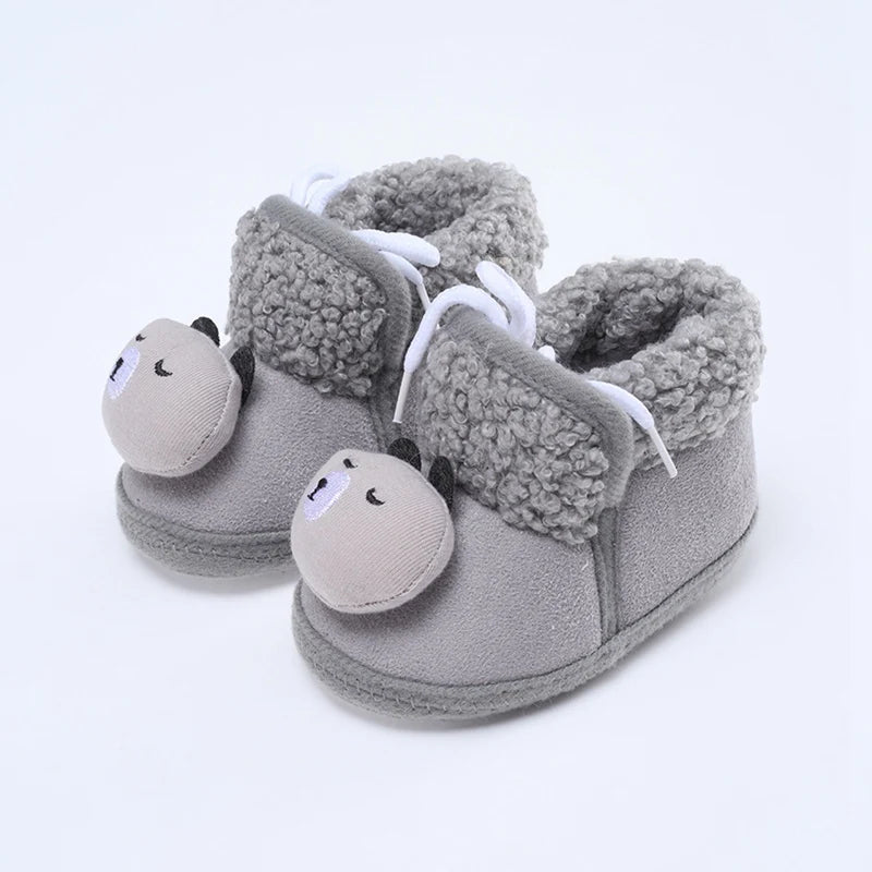 Jlong Winter Newborn Soft Sole First Walker Baby Shoes – Fur Warm Snow Boots for Girls (0-18 Months)