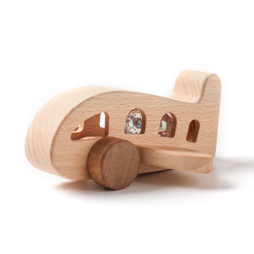 Wooden Transportation Toys – Plane, Helicopter, Bus, Boat, Montessori Educational Blocks for 1-Year-Old, Cartoon Cat Toy