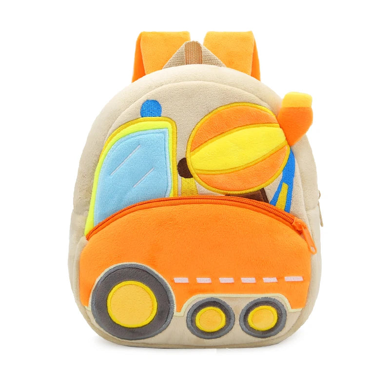 Cartoon Excavator Engineering Backpack for Kids – Plush 2-4 Years Old Small School Bag & Toy Backpack - Kidzy Market