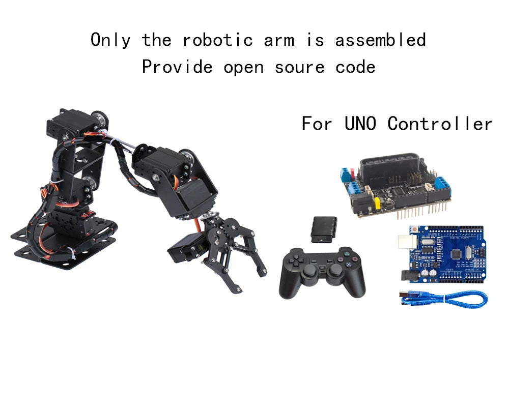 360° 6 DOF Robot Metal Alloy Mechanical Arm Claw Kit MG996R for Arduino, Robotics Educational Kit, PS2 Programmable Toy