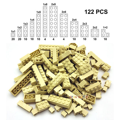 122PCS DIY Building Blocks Set – 12 Size Thick Figures, Creative Educational Plastic Bricks, Compatible with 3001 for Children