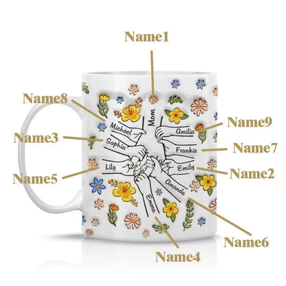Personalized Custom Name 11 oz Ceramic 3D Pottery Inflated-Effect Coffee Mug – Gift for Mom