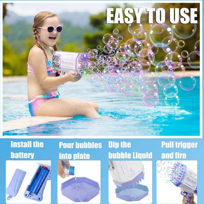 40/69-Hole Bubble Machine for Kids & Adults — Portable Battery-Powered Bubble Gun & Soap Blower, Ages 3+