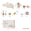 Wooden Montessori Tea Set with BPA-Free Silicone Teapot & Cups - Pretend Play Kitchen Set for Toddlers & Kids