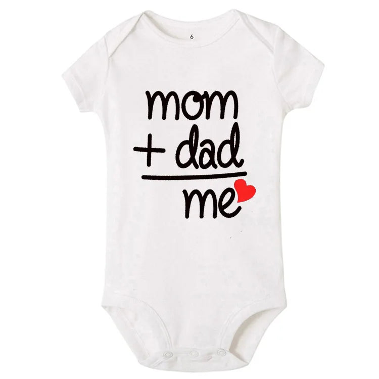 Popular "Mom+Dad=Me" Baby Romper – 100% Cotton Summer Onesie, Newborn Baby Clothes, Unisex Crawling Clothes, Comfortable and Cute