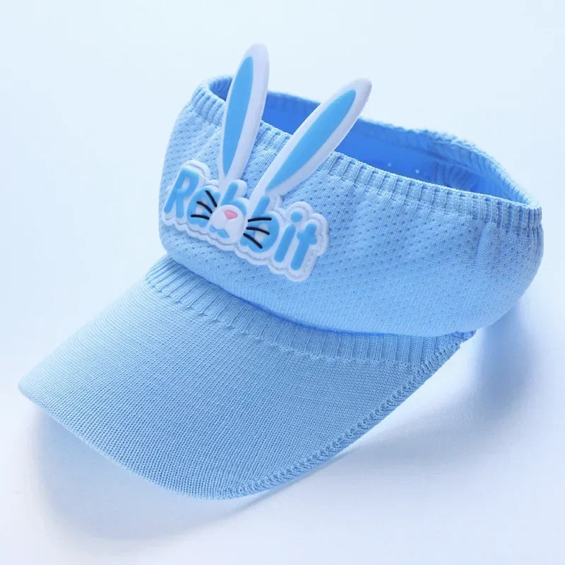 Kids Bunny Ear Sun Hat - Adjustable Rabbit Wings Visor, Cotton-Blend Sun Hat for Boys & Girls (Ages 3-12)