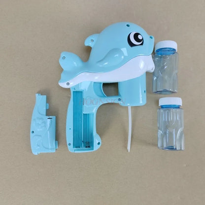 Automatic Dolphin Bubble Gun for Kids - Handheld Battery-Operated Bubble Blower Toy with 2 x 50ml (1.7 fl oz) Bubble Solution