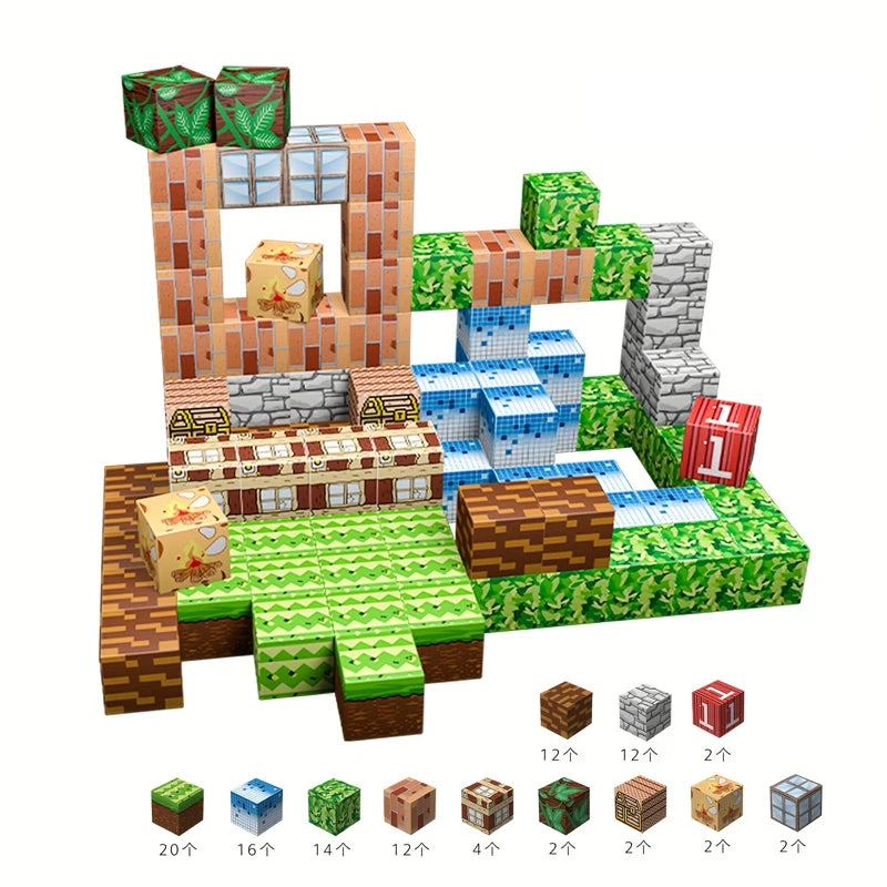 192PCS Magnetic Building Blocks – Mine World STEM Set