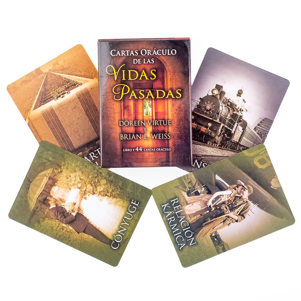 Past Life Oracle Cards - 44 Tarot Deck, Spanish Version, Divination & Fortune Telling, Board Game (10.3x7.4cm)