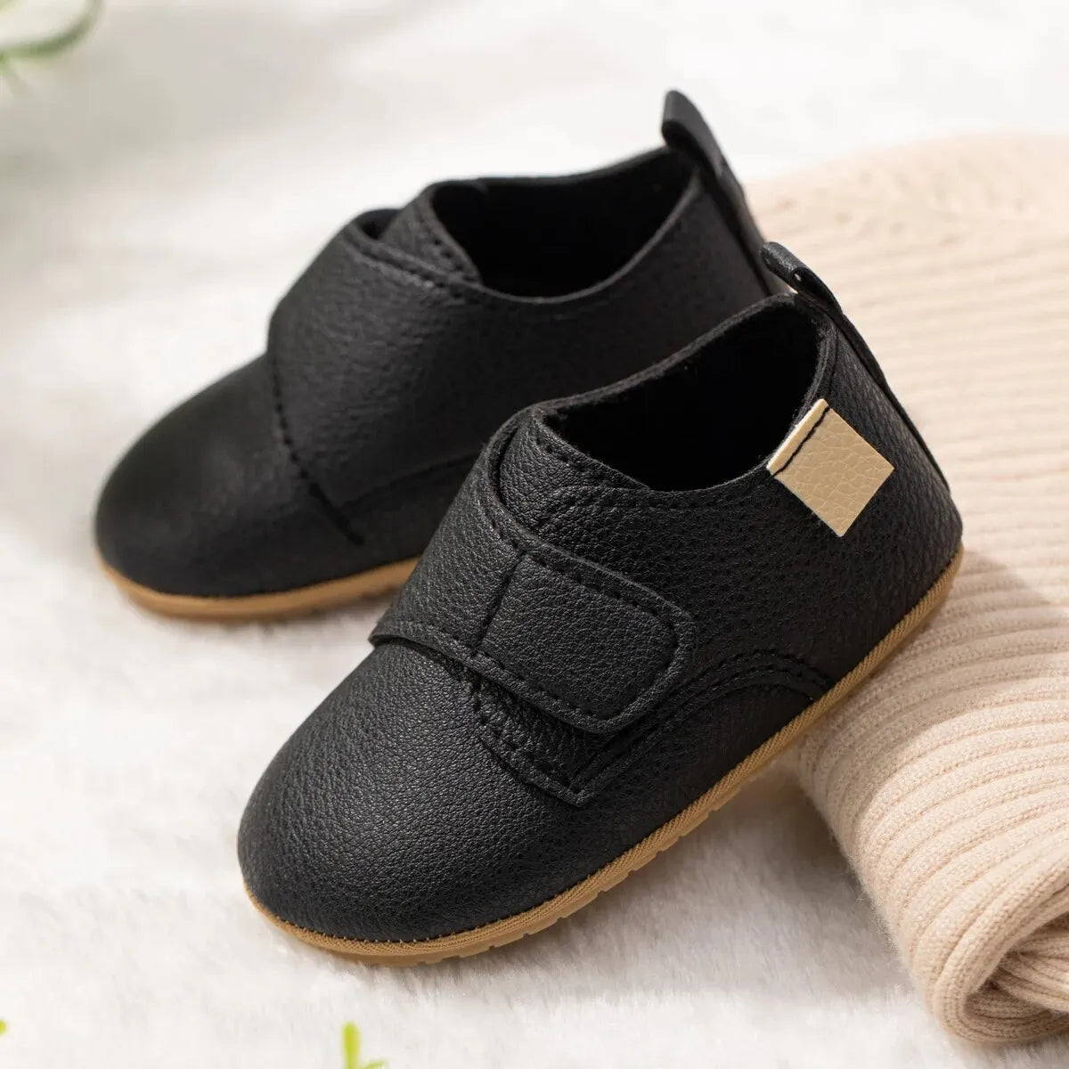 Meckior Baby Boys Girls Shoes Rubber Sole Anti-Slip Classic PU Leather Toddler First Walking Flat Lazy Infants Crib Shoes