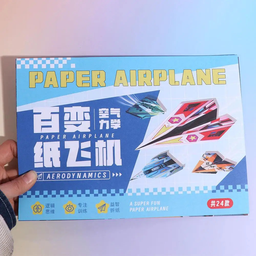 Paper Handmade Colored Montessori Art Learning Airplane Origami Set Folding 3D Versatile Paper Aircraft Toy