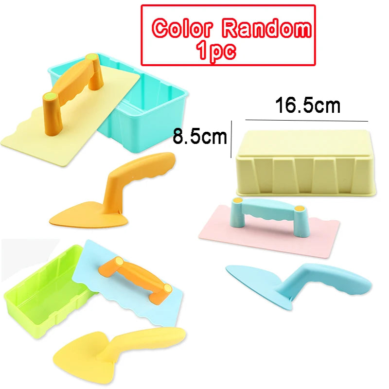 Kids Sandbox Mold Set With Shovel & Castle Brick Walls — Outdoor Beach Sand Play Toy