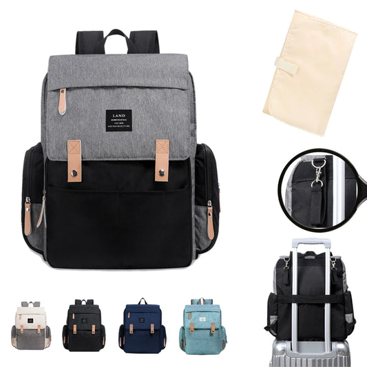 LAND Mommy Diaper Bag – Large Capacity Travel Nappy Backpack with Changing Mat, Convenient Baby Nursing Bag for Mothers - Kidzy Market
