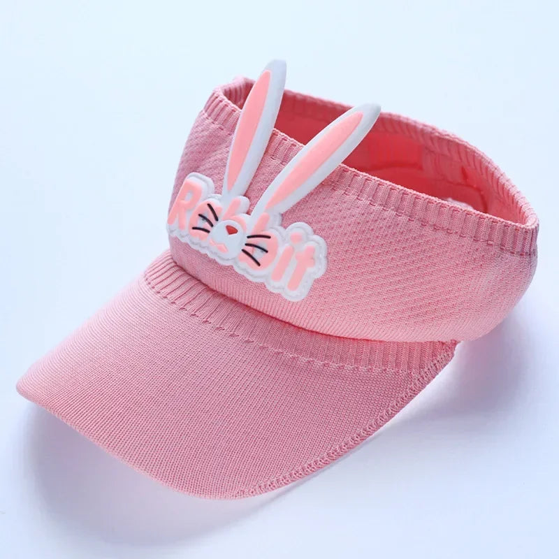 Kids Bunny Ear Sun Hat - Adjustable Rabbit Wings Visor, Cotton-Blend Sun Hat for Boys & Girls (Ages 3-12)