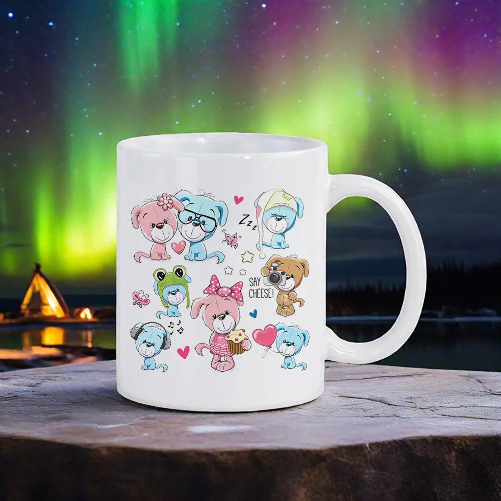 Cute Big-Eyes Animal Porcelain Coffee Mug - 320 ml (10.8 fl oz) Cartoon Kids Breakfast & Juice Cup