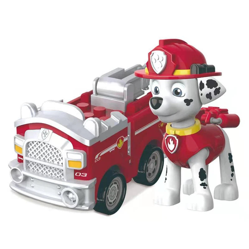Paw Patrol Vehicle Playset – Chase, Skye, Marshall Pull Back Cars with Ryder Figure Building Blocks Toy