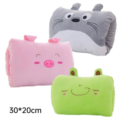 Children's Cartoon Plush Nap Pillow and Hand Warmer Gloves Plush Cushion Gift for Kids and Adults