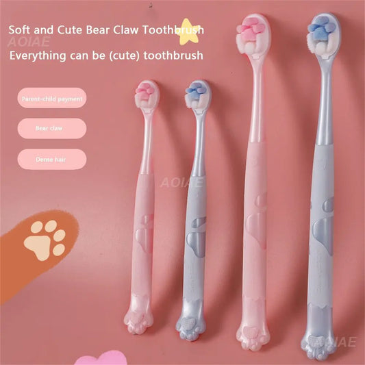 Children's Toothbrush, Fashion Cat Claw Handle, PRT Material, Oral Care Brush, 26.40g